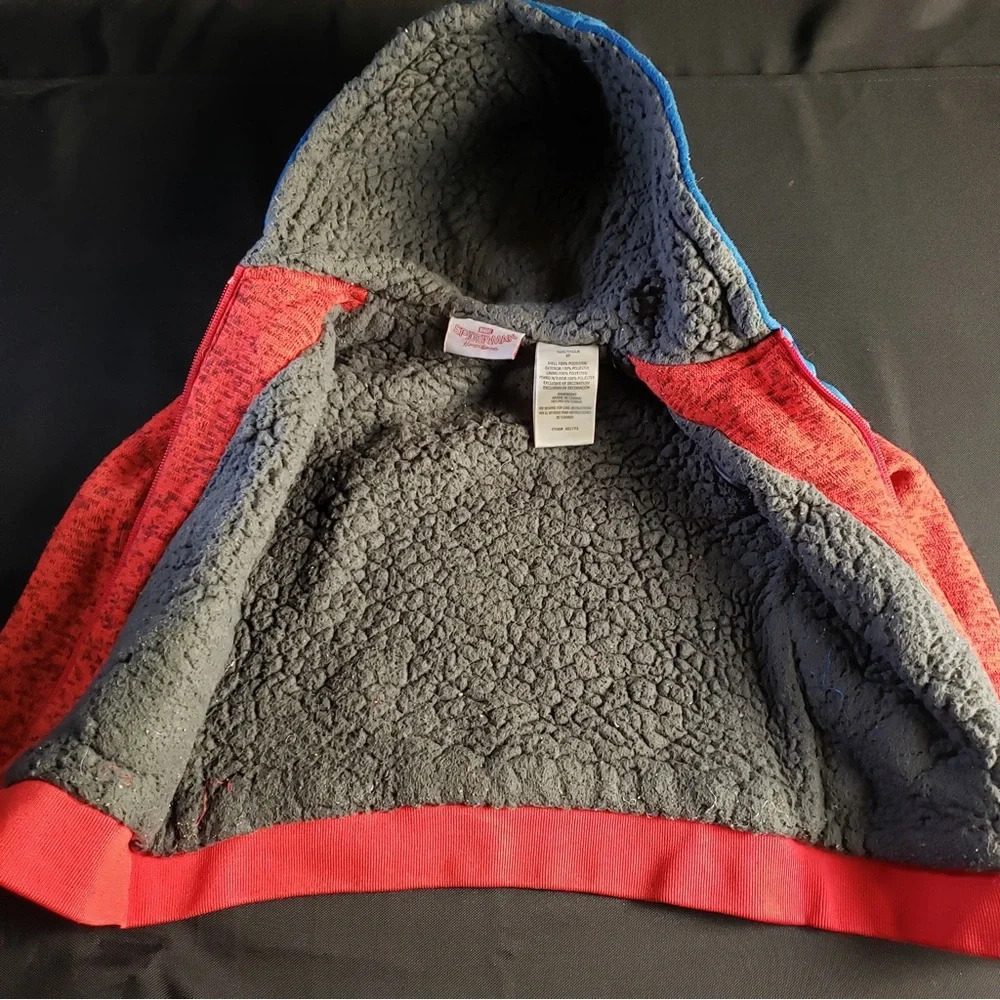 Marvel Spiderman Sherpa Lined Full Zip Hoodie Boy’s 3T - Picture 2 of 4